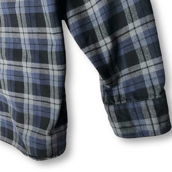 LL Bean Mens Vintage Freeport Main Plaid Flannel Shirt Cotton Chamois Blue Sz M - Picture 3 of 11
